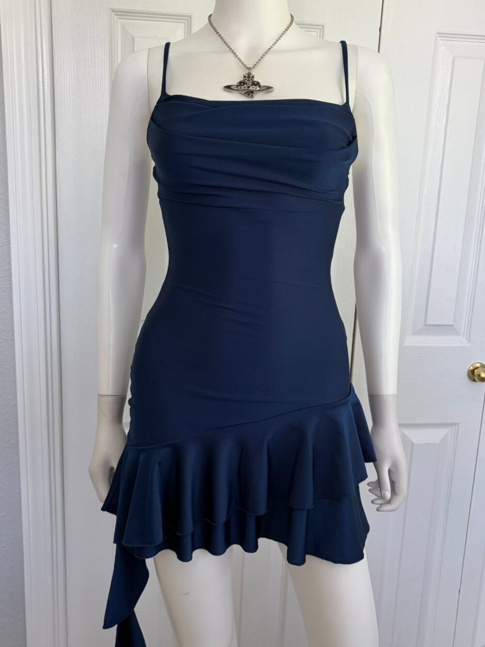 Windsor size XS dark navy blue mini asymmetrical dress